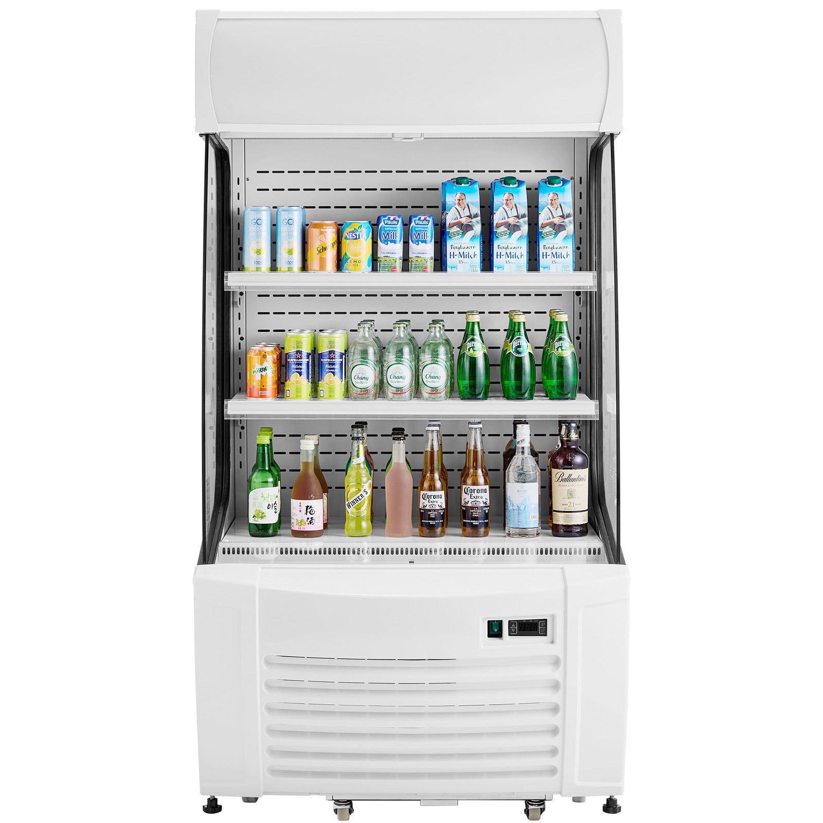 Open Air Merchandiser 2-Tier Display Cooler With Air Curtain 12.7cu.ft._voghion.com